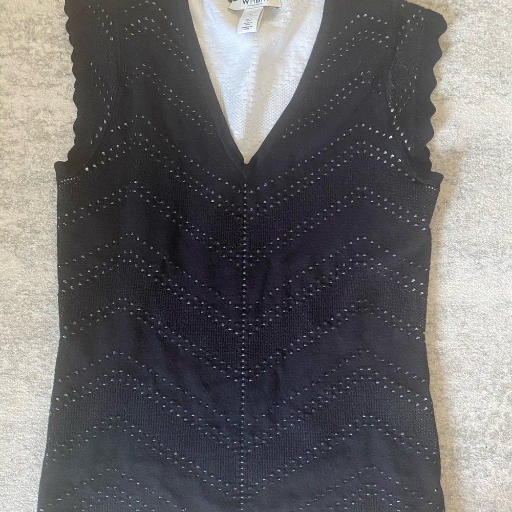 White House Black Market Ruffled Black Sleeveless Tank Top